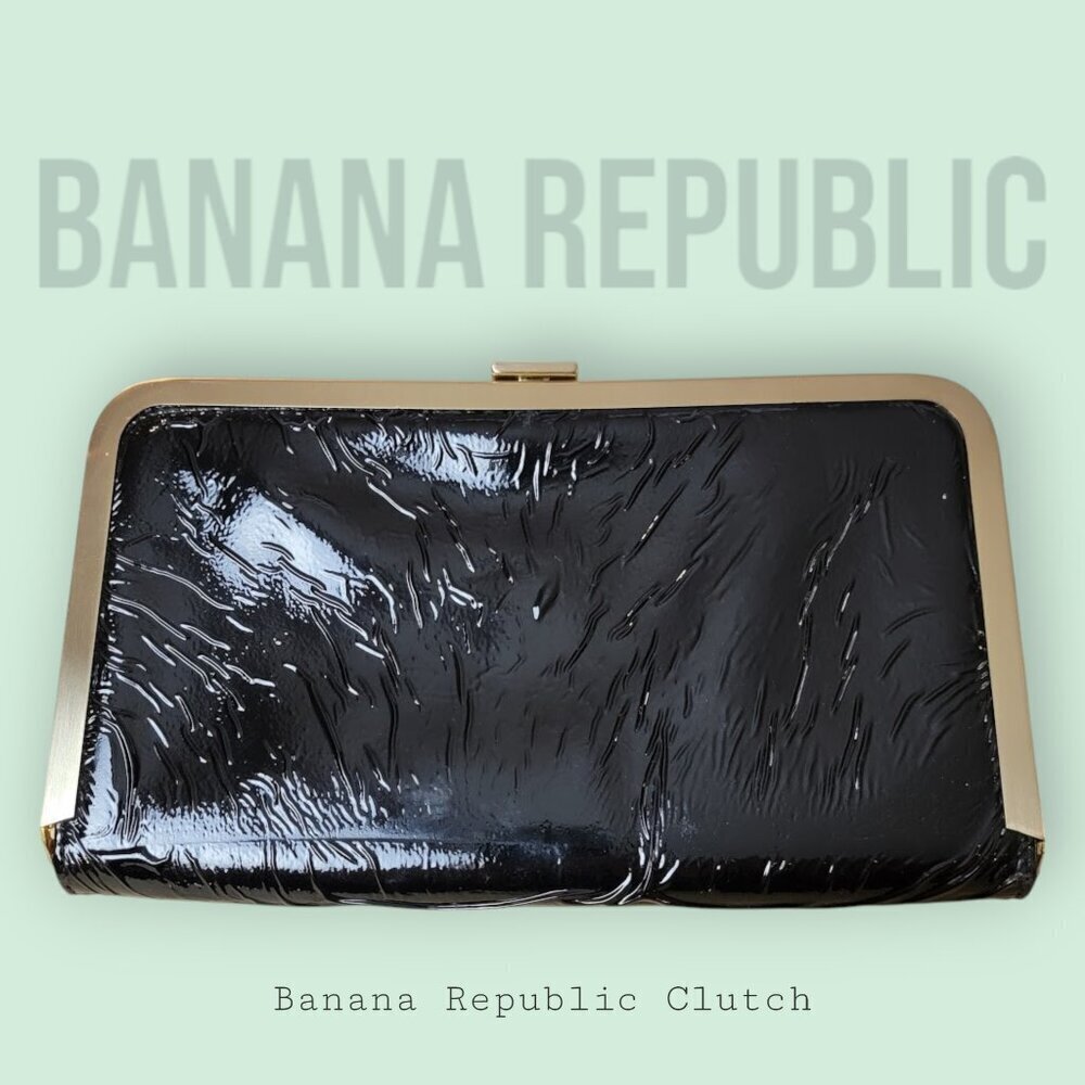 Banana Republic Patent Leather and Brass Clutch